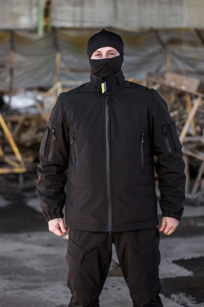 Зимова військова куртка Soft Shel (софтшел), S, Чорний