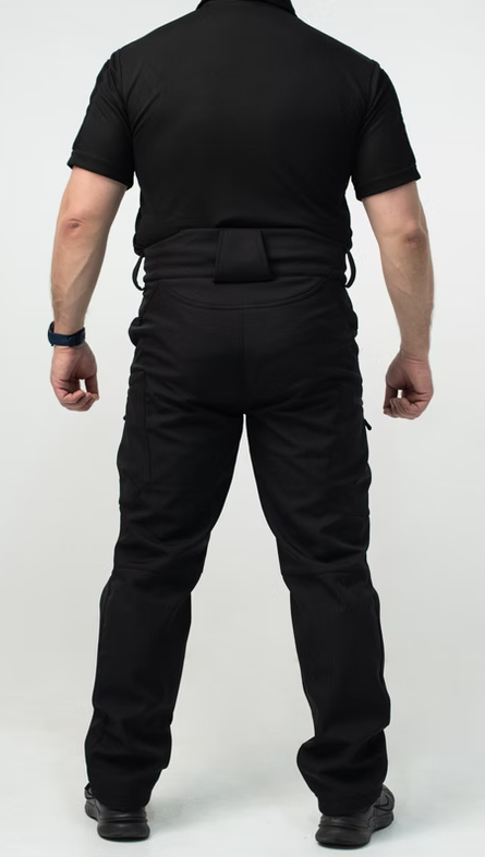 Тактичні військові утеплені зимові штани Soft Shell на флісі Military Чорні для Поліції