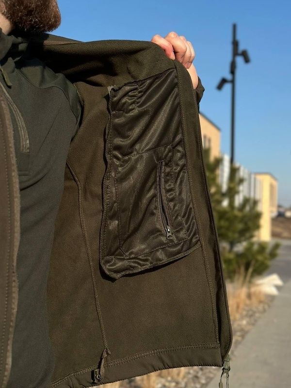 Тактична військова куртка Soft Shell на флісі Military Олива Батал