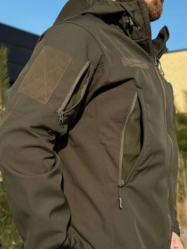 Тактична військова куртка Soft Shell на флісі Military Олива Батал