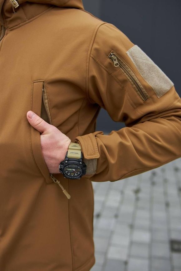 Тактична військова куртка Soft Shell на флісі Military Койот Батал