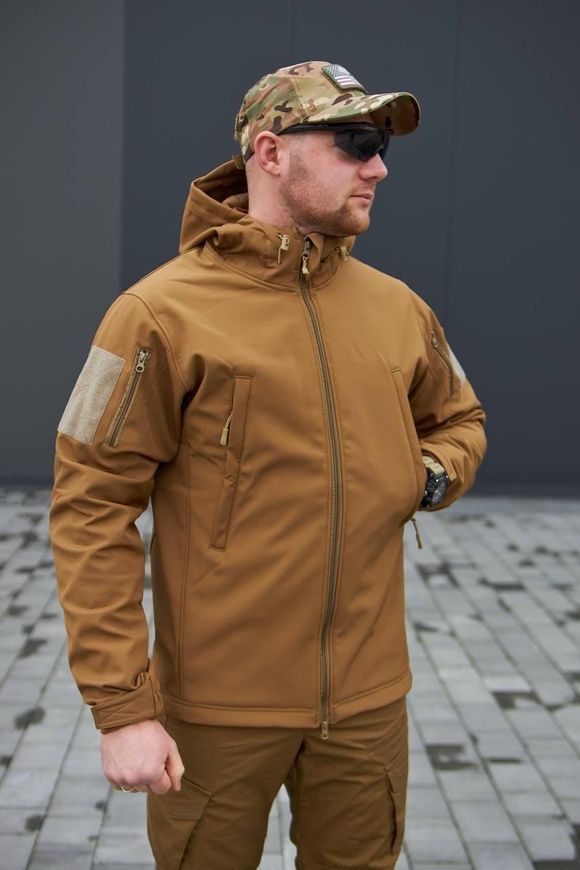 Тактична військова куртка Soft Shell на флісі Military Койот Батал
