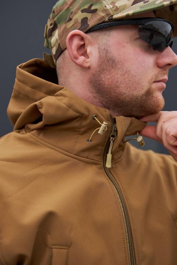 Тактична військова куртка Soft Shell на флісі Military Койот Батал