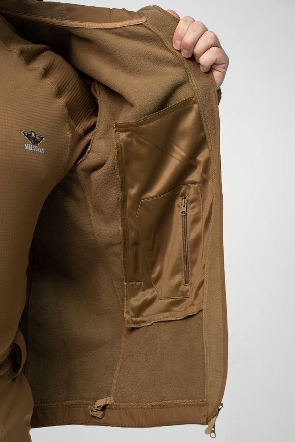 Тактична військова куртка Soft Shell на флісі Military Койот Батал