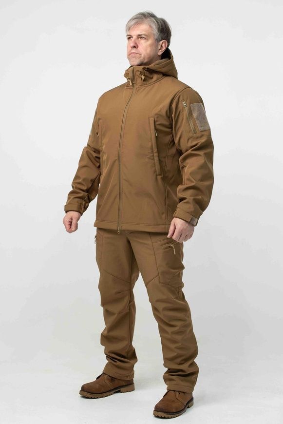 Тактична військова куртка Soft Shell на флісі Military Койот Батал