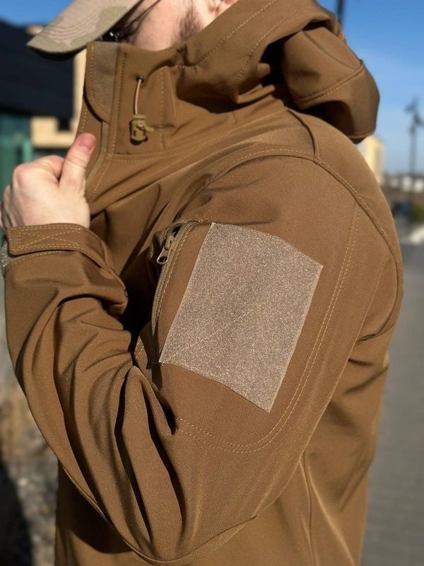 Тактична військова куртка Soft Shell на флісі Military Койот Батал