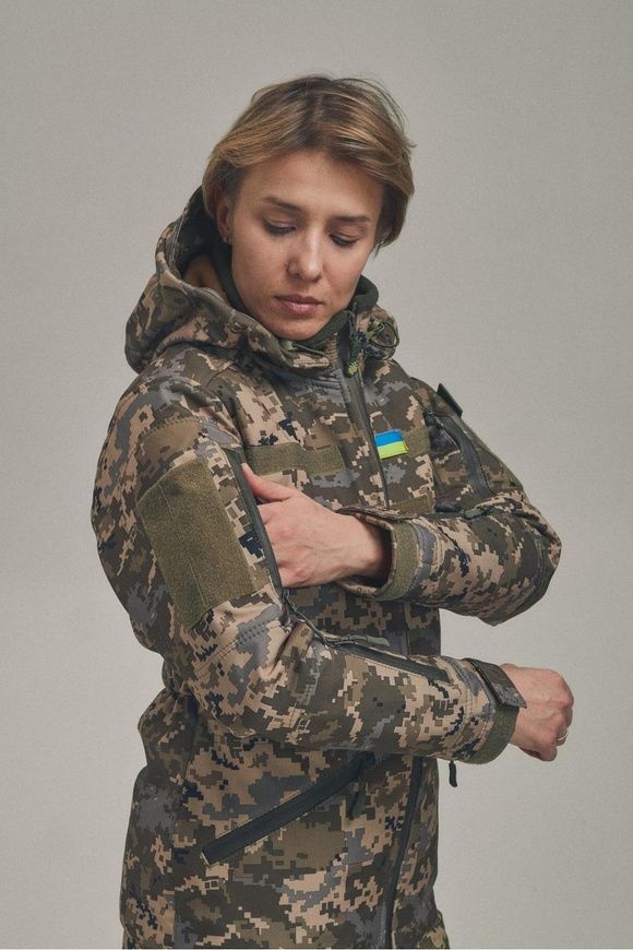 Зимова жіноча куртка Soft Shell 2 в 1 піксель