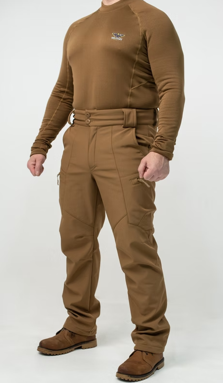 Тактичні військові утеплені зимові штани Soft Shell на флісі Military Койот