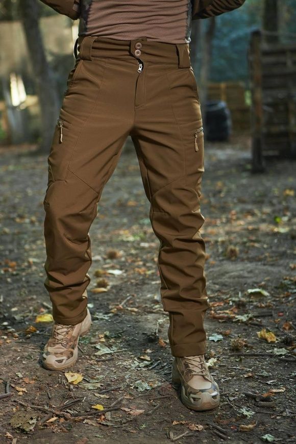 Тактичні військові утеплені зимові штани Soft Shell на флісі Military Койот