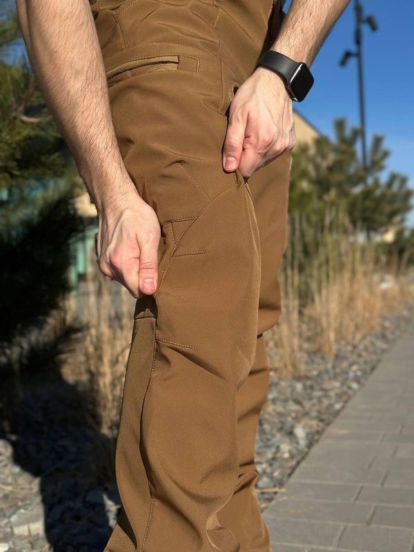 Тактичні військові утеплені зимові штани Soft Shell на флісі Military Койот